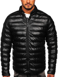 Men's Quilted Leather Jacket Black Bolf 5M796