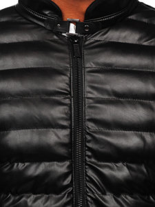 Men's Quilted Leather Jacket Black Bolf 5M796