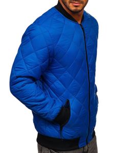 Men's Quilted Lightweight Bomber Jacket Blue Bolf MY-01