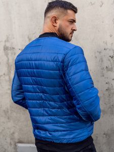 Men's Quilted Lightweight Bomber Jacket Blue Bolf MY-02