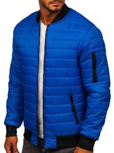 Men's Quilted Lightweight Bomber Jacket Blue Bolf MY-02