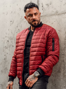 Men's Quilted Lightweight Bomber Jacket Claret Bolf MY-02