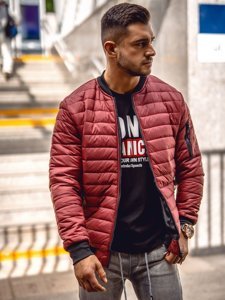 Men's Quilted Lightweight Bomber Jacket Claret Bolf MY-02