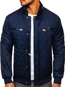 Men's Quilted Lightweight Bomber Jacket Navy Blue Bolf 2054