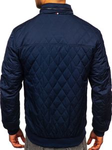 Men's Quilted Lightweight Bomber Jacket Navy Blue Bolf 2054