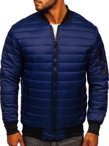 Men's Quilted Lightweight Bomber Jacket Navy Blue Bolf MY-02