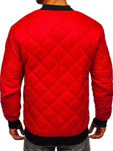 Men's Quilted Lightweight Bomber Jacket Red Bolf MY-01