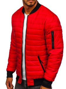 Men's Quilted Lightweight Bomber Jacket Red Bolf MY-02