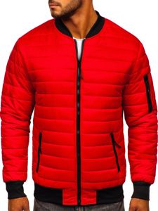 Men's Quilted Lightweight Bomber Jacket Red Bolf MY-02