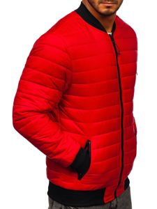 Men's Quilted Lightweight Bomber Jacket Red Bolf MY-02