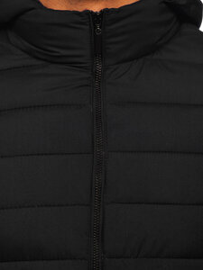 Men's Quilted Lightweight Jacket with hood Black Bolf 5M3197