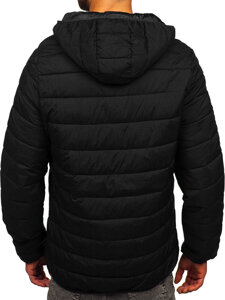 Men's Quilted Lightweight Jacket with hood Black Bolf 5M3197