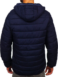 Men's Quilted Lightweight Jacket with hood Navy Blue Bolf 5M3197