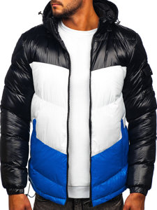 Men's Quilted Winter Jacket Black-Blue Bolf 6593