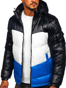 Men's Quilted Winter Jacket Black-Blue Bolf 6593