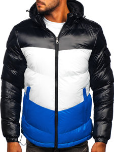 Men's Quilted Winter Jacket Black-Blue Bolf 6593