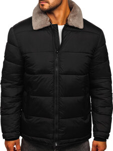 Men’s Quilted Winter Jacket Black with fur Bolf 31M5010