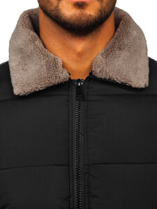 Men’s Quilted Winter Jacket Black with fur Bolf 31M5010