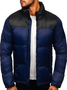 Men's Quilted Winter Jacket Navy Blue Bolf 1186