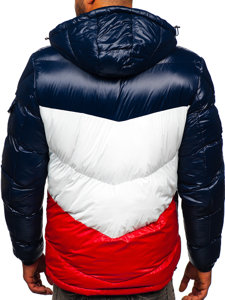 Men's Quilted Winter Jacket Navy Blue-Red Bolf 6593