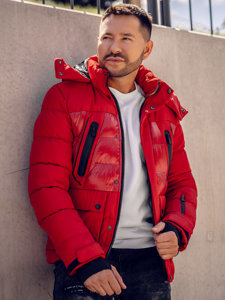 Men's Quilted Winter Jacket Red Bolf 99527A