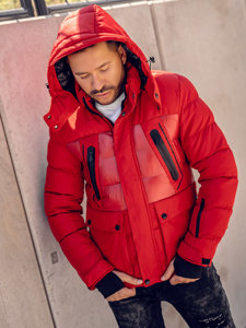 Men's Quilted Winter Jacket Red Bolf 99527A