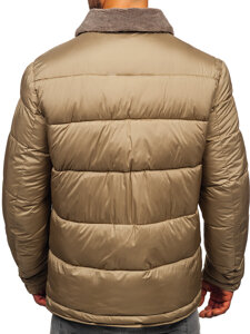 Men's Quilted Winter Jacket with fur Beige Bolf 31M5010