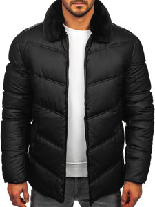 Men's Quilted Winter Jacket with fur Black Bolf 31M5005