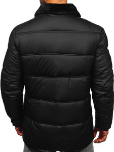 Men's Quilted Winter Jacket with fur Black Bolf 31M5005