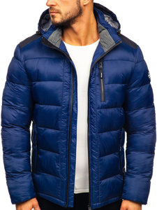 Men's Quilted Winter Sport Jacket Navy Blue Bolf AB98