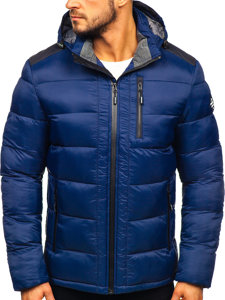 Men's Quilted Winter Sport Jacket Navy Blue Bolf AB98