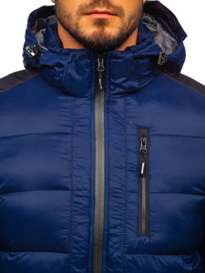 Men's Quilted Winter Sport Jacket Navy Blue Bolf AB98