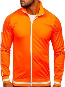 Men's Retro Style Zip Stand Up Sweatshirt Orange Bolf 2126