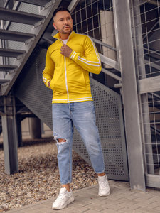 Men's Retro Style Zip Stand Up Sweatshirt Yellow Bolf 11113A