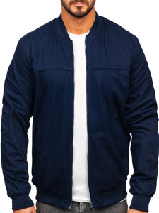 Men's Reversible Lightweight Bomber Jacket Navy Blue Bolf 84M3005