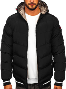 Men's Reversible Quilted Winter Jacket Black-Gold Bolf 7417