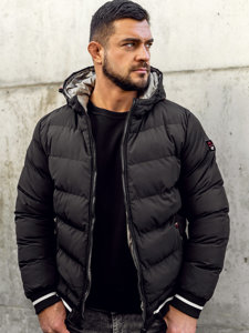 Men's Reversible Quilted Winter Jacket Black-Gold Bolf 7417