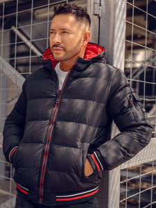 Men's Reversible Quilted Winter Jacket Black-Red Bolf 7410A