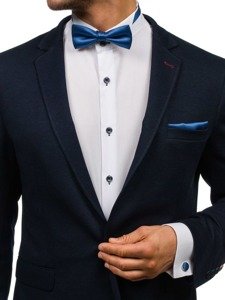 Men's Set Bow Tie, Cufflinks, Pocket Square Blue Bolf MSP01