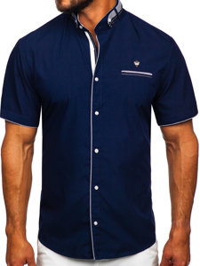 Men's Short Sleeve Shirt Navy Blue Bolf 19617