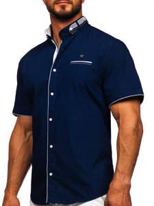 Men's Short Sleeve Shirt Navy Blue Bolf 19617