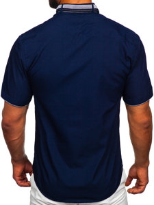 Men's Short Sleeve Shirt Navy Blue Bolf 19617