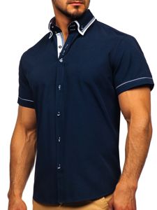 Men's Short Sleeve Shirt Navy Blue Bolf 3520