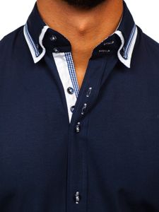 Men's Short Sleeve Shirt Navy Blue Bolf 3520