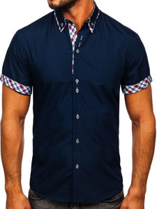 Men's Short Sleeve Shirt Navy Blue Bolf 6540