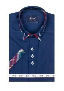 Men's Short Sleeve Shirt Navy Blue Bolf 6540