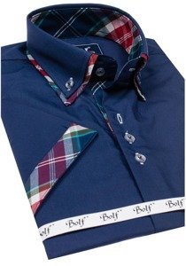 Men's Short Sleeve Shirt Navy Blue Bolf 6540