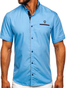 Men's Short Sleeve Shirt Sky Blue Bolf 19617