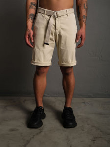 Men's Shorts with Belt Ecru Bolf 0010