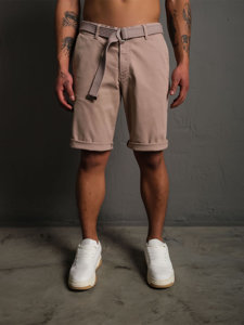 Men's Shorts with Belt Light Brown Bolf 0010